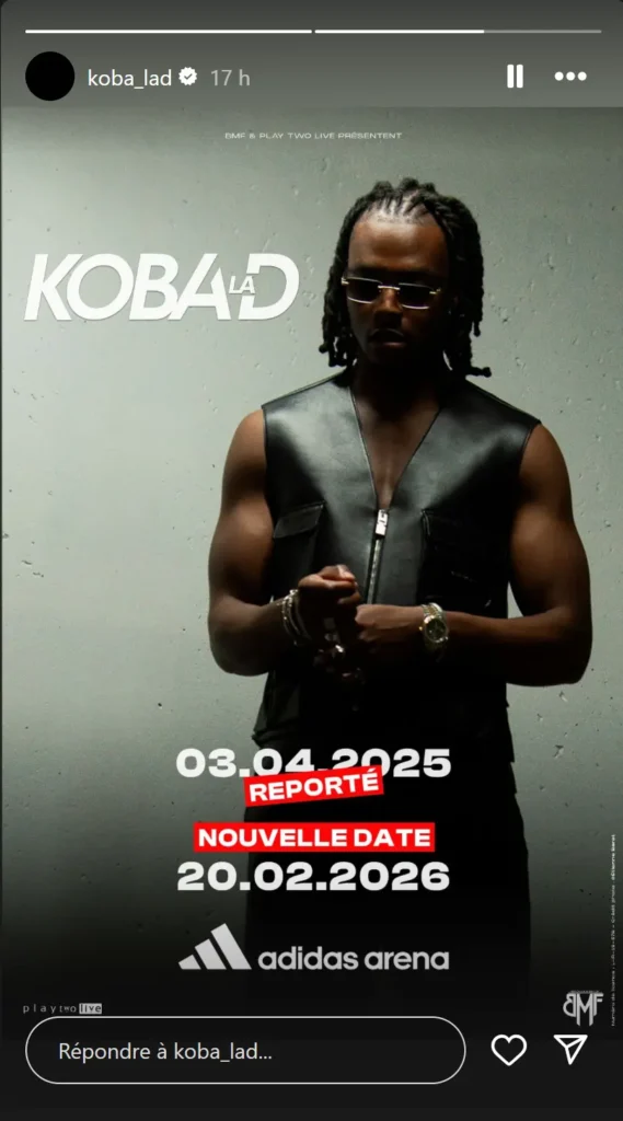 Polémique et solidarité après le report du concert de Koba LaD à l'Adidas Arena