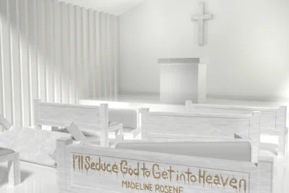 Madeline Rosene, chanteuse indie pop de Los Angeles, pour la sortie de son single I’ll Seduce God to Get Into Heaven